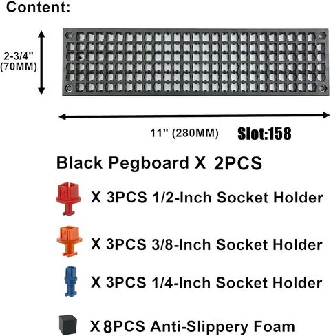Free Zone Bit Organizer Set, 316-Hole 1/4" Hex Bit Toolbox Storage | Black; drive bit adapter & 1/2", 3/8", 1/4" socket holder compatible; anti-drop design; tools not included in Saudi Arabia