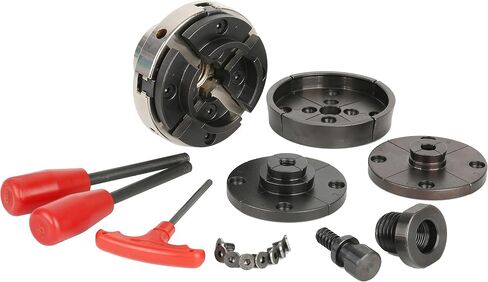 SCK4-3.5NV-SET Mini, Midi and Heavy-Duty 3-1/2" Wood Lathe Gear Chuck Set, Wood Lathe Key Chuck Set, 4-Jaw Self-Centering Chuck, 1"x8TPI thread and 3/4"-16TPI Adapter in Saudi Arabia