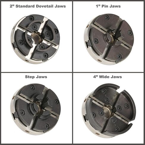 SCK4-3.5NV-SET Mini, Midi and Heavy-Duty 3-1/2" Wood Lathe Gear Chuck Set, Wood Lathe Key Chuck Set, 4-Jaw Self-Centering Chuck, 1"x8TPI thread and 3/4"-16TPI Adapter in Saudi Arabia