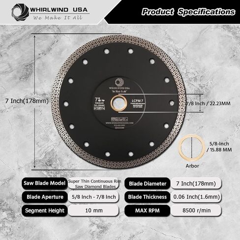 7 Inch Diamond Tile Blade 2PC Super Thin Premium Continuous Rim Blades for Cutting Porcelain Tiles Granite Marble Ceramics in Saudi Arabia