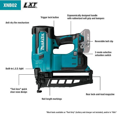 Makita XNB02RJ 18V LXT 2-1/2" Straight Finish Nailer Kit, 16 Ga in Saudi Arabia