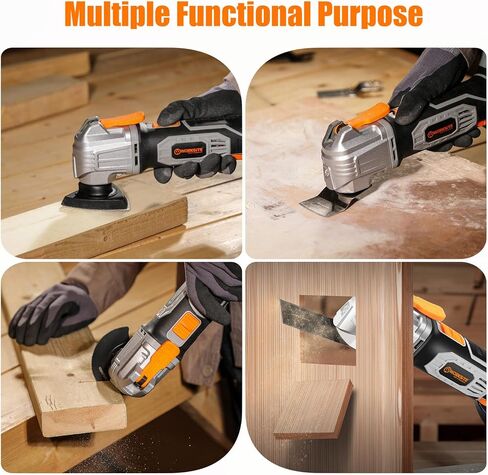 أداة تأرجح لاسلكية 20 فولت من WORKSITE، مجموعة أدوات متعددة التأرجح ذات 6 سرعات متغيرة مع 31 قطعة من ملحقات المنشار وحقيبة حمل، منشار متأرجح يعمل بالبطارية للكشط/الطحن/الصنفرة/القطع in Kuwait