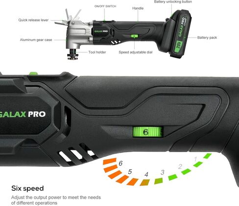 أداة التأرجح GALAX PRO، أداة متعددة التأرجح لاسلكية بقوة 20 فولت مع بطارية وشاحن 1.3 أمبير في الساعة، 3 قطع شفرة و10 قطع من أوراق الصنفرة للصنفرة والطحن in Kuwait