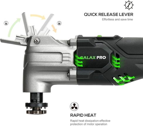 أداة التأرجح GALAX PRO، أداة متعددة التأرجح لاسلكية بقوة 20 فولت مع بطارية وشاحن 1.3 أمبير في الساعة، 3 قطع شفرة و10 قطع من أوراق الصنفرة للصنفرة والطحن in Kuwait