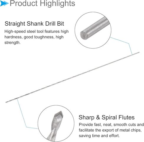 CoCud Mini Twist Drill Bits, 0.6mm Drill Diameter 80mm Length, Straight Shank Jobber Drill Bit - (Applications: for Wood Malleable Iron Aluminum Plastic), 20-Piece in Kuwait