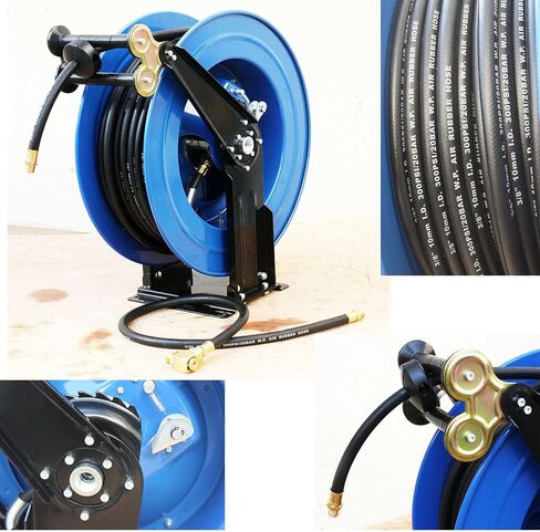 Auto Retractable 100' Air Hose Reel &100ft Rubber Hose 300psi Ceiling Wall Mount NEW,Jikkolumlukka in Kuwait