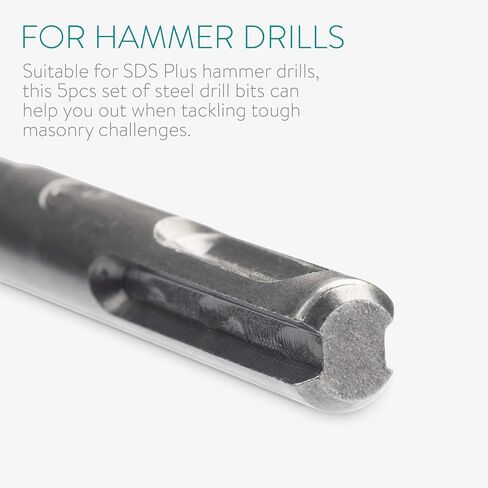 Navaris SDS Plus Drill Bit Set - Steel Drill Bits for Masonry, Concrete, Brick SDS Plus Hammer Drill Power Tool - SDS Plus Drill Bits - 5pcs in Saudi Arabia
