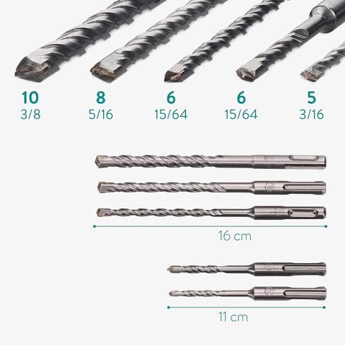 Navaris SDS Plus Drill Bit Set - Steel Drill Bits for Masonry, Concrete, Brick SDS Plus Hammer Drill Power Tool - SDS Plus Drill Bits - 5pcs in Saudi Arabia
