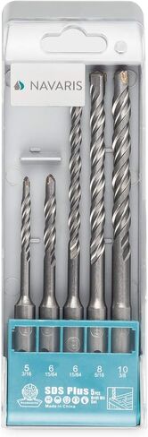 Navaris SDS Plus Drill Bit Set - Steel Drill Bits for Masonry, Concrete, Brick SDS Plus Hammer Drill Power Tool - SDS Plus Drill Bits - 5pcs in Saudi Arabia