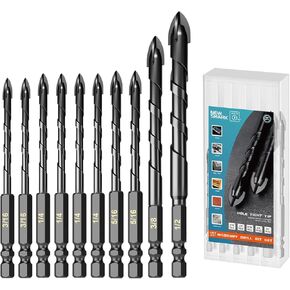 مجموعة لقم مثقاب الخرسانة من نيوشارك 10 قطع، لقم حفر البناء للطوب والزجاج والبلاستيك والخشب، طرف كربيد التنجستن يعمل مع بلاط السيراميك، مرآة الحائط، الرصف على جدار خرساني أو من الطوب (3/16 بوصة - 1/2 بوصة) in Kuwait