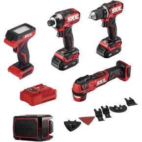 SKIL PWR CORE 12 مجموعة كومبو مدمجة بدون فرشاة 12 فولت 5 أدوات تتضمن بطاريتين وشاحن 2.0 أمبير - CB8368A-20، أحمر in Saudi Arabia
