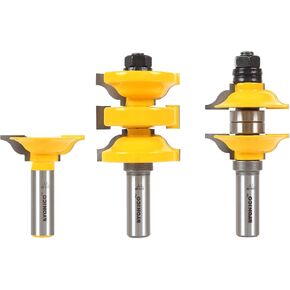 YONICO Router Bits Set Exterior Door Rail and Stile Extended Tenon 3 Bit Classical 1/2-Inch Shank 12346 in Kuwait