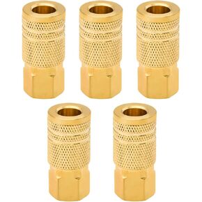 1/4-Inch Brass Female Industrial Coupler, 10 Pack 1/4 Inch Air Hose Fittings NPT Female Quick Connector Air Coupler for Professional Jobsites and Automotive Shops