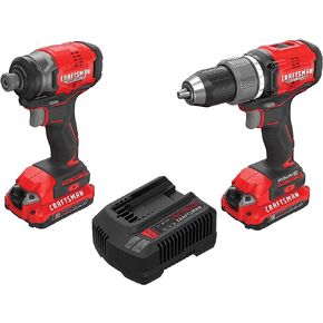 CRAFTSMAN V20 RP Cordless Drill and Impact Driver, Power Tool Combo Kit, 2 Batteries and Charger Included (CMCK211C2) in Kuwait