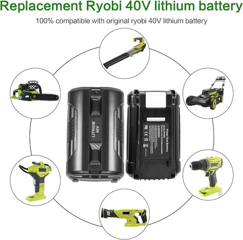 ARyee 6.0Ah 40V استبدال البطارية لRyobi 40 فولت OP4015 OP4050 OP4026 OP40201 OP40261 OP4030 OP40301 OP4040 OP40401 OP40501 OP40601 بطارية ليثيوم أداة الطاقة اللاسلكية (2 حزمة) in Saudi Arabia