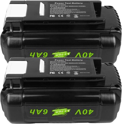 ARyee 6.0Ah 40V استبدال البطارية لRyobi 40 فولت OP4015 OP4050 OP4026 OP40201 OP40261 OP4030 OP40301 OP4040 OP40401 OP40501 OP40601 بطارية ليثيوم أداة الطاقة اللاسلكية (2 حزمة) in Saudi Arabia