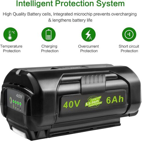 ARyee 6.0Ah 40V استبدال البطارية لRyobi 40 فولت OP4015 OP4050 OP4026 OP40201 OP40261 OP4030 OP40301 OP4040 OP40401 OP40501 OP40601 بطارية ليثيوم أداة الطاقة اللاسلكية (2 حزمة) in Saudi Arabia