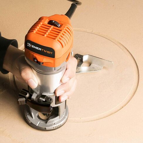 أداة توجيه مدمجة من ENERTWIST، 7.0 أمبير 1.25 حصان مجموعة أدوات توجيه خشبية متغيرة السرعة ذات بداية ناعمة مع قاعدة ثابتة، أطواق 1/4 بوصة و3/8 بوصة، دليل الحواف، دليل الأسطوانة، غطاء الغبار، مجموعة فرشاة بديلة، ETRT710S in Kuwait