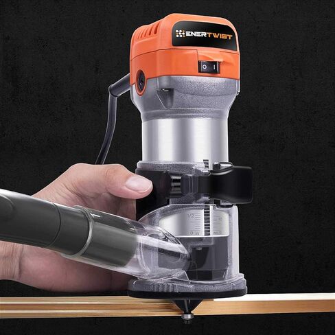 أداة توجيه مدمجة من ENERTWIST، 7.0 أمبير 1.25 حصان مجموعة أدوات توجيه خشبية متغيرة السرعة ذات بداية ناعمة مع قاعدة ثابتة، أطواق 1/4 بوصة و3/8 بوصة، دليل الحواف، دليل الأسطوانة، غطاء الغبار، مجموعة فرشاة بديلة، ETRT710S in Kuwait