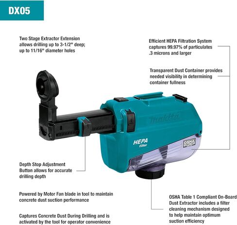 ماكيتا DX05 مستخلص الغبار مرفق مع آلية تنظيف مرشح هيبا in Kuwait