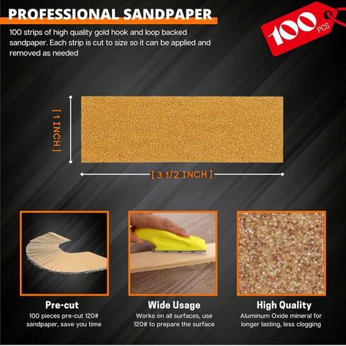 Micro Sander Mini Sander 3.5''x1'' Small Sander for Small Projects 100 PCS Pre-cut Sand Paper for Crafts Hook and Loop Detail Sander for Woodworking in Kuwait
