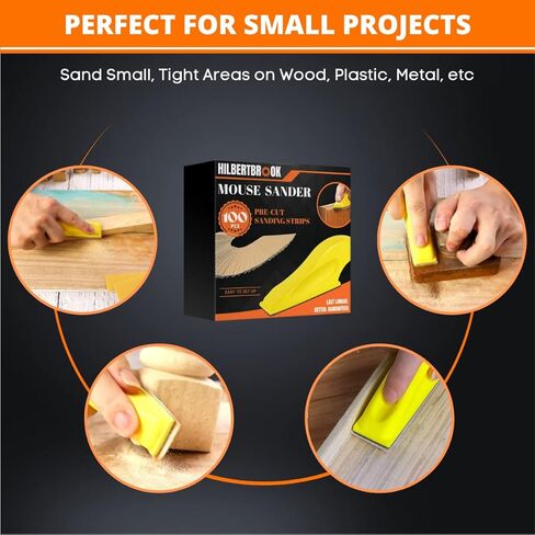Micro Sander Mini Sander 3.5''x1'' Small Sander for Small Projects 100 PCS Pre-cut Sand Paper for Crafts Hook and Loop Detail Sander for Woodworking in Kuwait