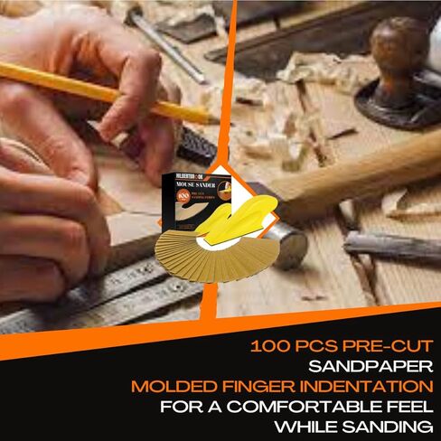 Micro Sander Mini Sander 3.5''x1'' Small Sander for Small Projects 100 PCS Pre-cut Sand Paper for Crafts Hook and Loop Detail Sander for Woodworking in Kuwait