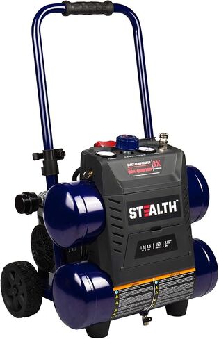 Stealth 4.5 Gallon Ultra Quiet Air Compressor,1.3 HP Oil-Free Peak 150 PSI 65 Decibel Air Compressor,4 CFM @ 40 PSI 3 CFM @ 90 PSI Silent Portable Long Life Electric Air Compressor W/ Wheel for Garage in Kuwait
