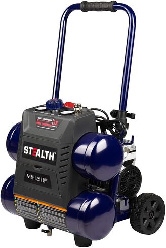 Stealth 4.5 Gallon Ultra Quiet Air Compressor,1.3 HP Oil-Free Peak 150 PSI 65 Decibel Air Compressor,4 CFM @ 40 PSI 3 CFM @ 90 PSI Silent Portable Long Life Electric Air Compressor W/ Wheel for Garage in Kuwait