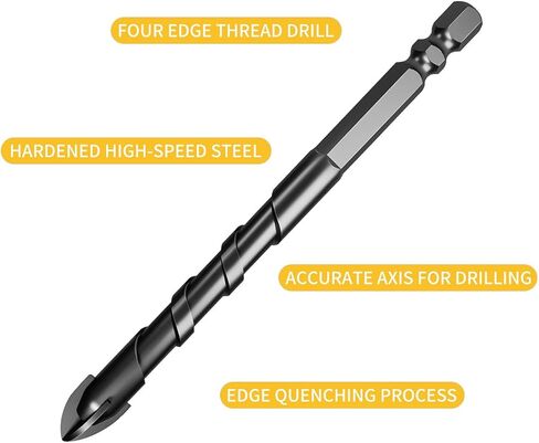 مجموعة لقم مثقاب الخرسانة من نيوشارك 10 قطع، لقم حفر البناء للطوب والزجاج والبلاستيك والخشب، طرف كربيد التنجستن يعمل مع بلاط السيراميك، مرآة الحائط، الرصف على جدار خرساني أو من الطوب (3/16 بوصة - 1/2 بوصة) in Kuwait