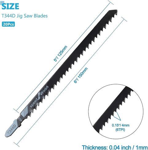 5 PCS T344D T-Shank Jigsaw Blade, 6" High Carbon Steel for Wood PVC | High Carbon Steel, 6 TPI Fast Cutting, Fits All T-Shank Saws, For Hardwood Plywood Chipboard Plastic in Saudi Arabia