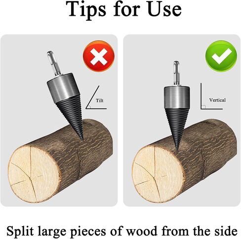 ZXLOYOS Firewood Drill Bit Wood Splitter with 3 Shank Hex + Square + Round, Removable Heavy Duty Drill Screw Cone Driver for Electric Drills, 32mm in Saudi Arabia