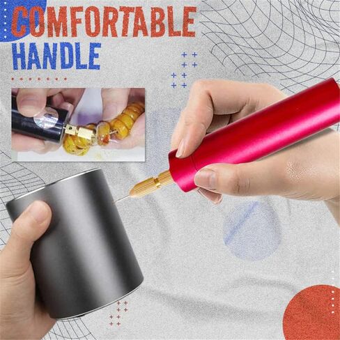 أداة حفر كهربائية من kelyee DIY، 0.7-1.2 مم من الألومنيوم الدقيق، مجموعة مثقاب يدوية كهربائية صغيرة محمولة مع مصدر طاقة لصناعة المجوهرات الخشبية البلاستيكية الراتنجية (أحمر) - فضي in Kuwait