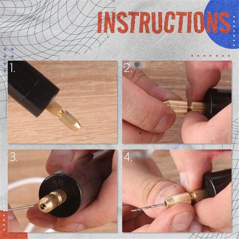 أداة حفر كهربائية من kelyee DIY، 0.7-1.2 مم من الألومنيوم الدقيق، مجموعة مثقاب يدوية كهربائية صغيرة محمولة مع مصدر طاقة لصناعة المجوهرات الخشبية البلاستيكية الراتنجية (أحمر) - فضي in Kuwait