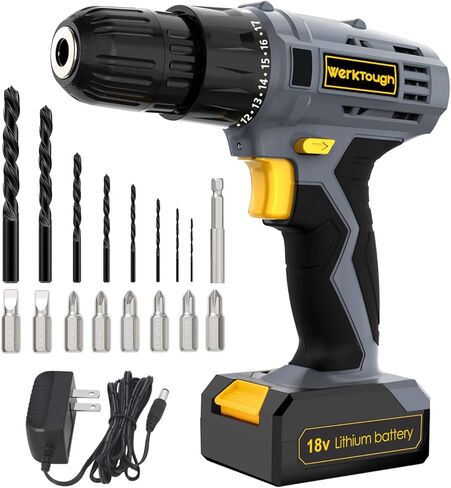 PowerTough D018 مفك براغي لاسلكي 18 فولت/20 فولت مع بطارية ليثيوم أيون وشاحن in Kuwait