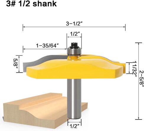 GAFeng Ogee السكك الحديدية والنمط مع Backcutter أثار لوحة خزانة الباب 3 بت راوتر بت مجموعة 1/2 بوصة عرقوب in Kuwait