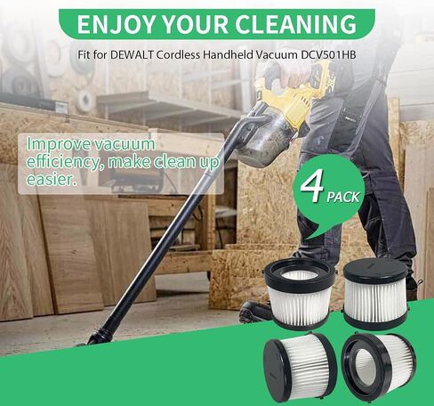 2 Pack DCV5011H HEPA Filter Fit for DEWALT DCV501HB Cordless Handheld Vac | with 4 Foam Sleeve Filters & 1 Brush in Saudi Arabia