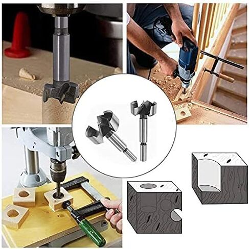 jxgzyy 15 قطع Forstner حفر ريشة 10-50 ملليمتر شقة الجناح حفر بت الكربون الصلب كربيد فورستنر بت عالية السرعة أداة خشبية مع صندوق تخزين خشبي للثقب الصحافة in Kuwait