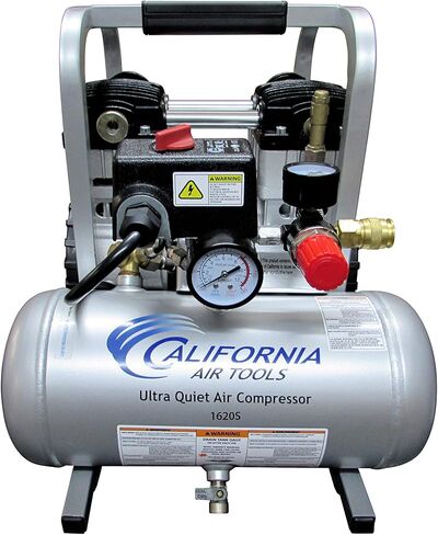 مجموعة كاليفورنيا اير تولز 1620S فائقة الهدوء وخالية من الزيوت 2.0 كجم، 0.5 لتر ضاغط هواء ستيل تانك in Kuwait