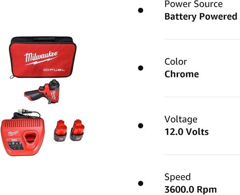 Milwaukee 3453-22 12V Fuel 1/4" Cordless Hex Impact Driver Kit with (2) 2.0Ah Lithium Ion Batteries, Charger & Tool Bag in Saudi Arabia