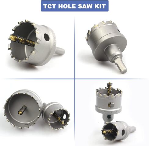 Kweetle Upgraded 13 Pcs TCT Hole Saw Kit, Tungsten Carbide Tipped Hole Cutter Set with Titanium-Plated Pilot Drill bit for Metal, Stainless Steel, Iron, Wood, Plastic in Saudi Arabia