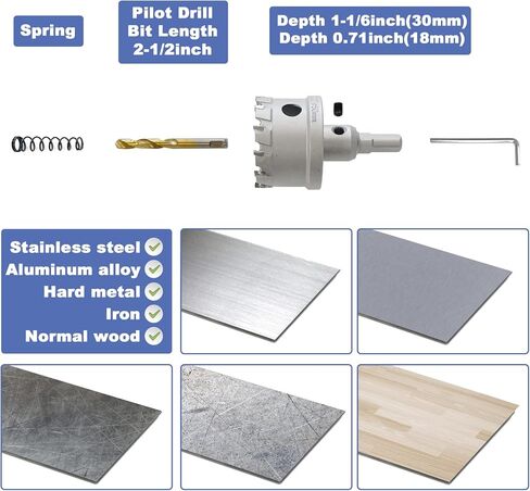 Kweetle Upgraded 13 Pcs TCT Hole Saw Kit, Tungsten Carbide Tipped Hole Cutter Set with Titanium-Plated Pilot Drill bit for Metal, Stainless Steel, Iron, Wood, Plastic in Saudi Arabia