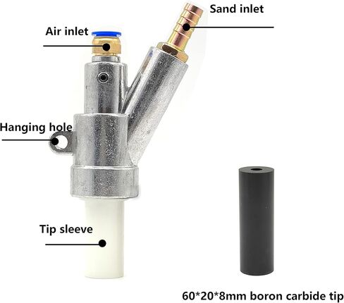 Sand Blaster Gun Boron Carbide Nozzle Air Sandblaster Gun Kits Sand Blasting Gun Quick Connector Sandblasting Gun Rust Dust Remove (60 * 20 * 8mm Tip) in Kuwait
