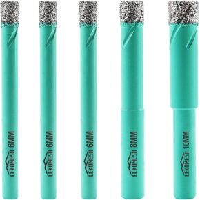 LEKOMESH Diamond Core Drill Bits Tile Hole Saw Cutter 10pcs 6MM Round Shank Dry Drilling for Porcelain Ceramic Tile Granite Marble Stone Vacuum Brazed Diamond Drill Bits in Kuwait