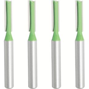 Aopin Router Bit 5mm Cutting Dia 6mm Shank Dia Double Flute Straight Bit Carbide for Woodworking Milling Cutter Tool, Green, Silver, 4Pcs
