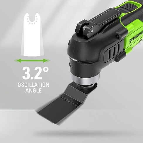 Greenworks 24V Cordless Multi-Tool, Oscillating Tool for Cutting/Nailing/Scraping/Sanding with 6 Variable Speed Control, 2.0Ah Battery and 2A Charger Included in Saudi Arabia
