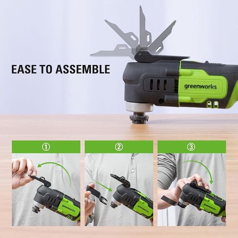 Greenworks 24V Cordless Multi-Tool, Oscillating Tool for Cutting/Nailing/Scraping/Sanding with 6 Variable Speed Control, 2.0Ah Battery and 2A Charger Included in Saudi Arabia