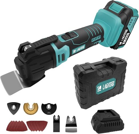 Cordless Oscillating Tool Kits，Oscillating Multitool with a 21V 4.0Ah Battery,Max 22000 OPM, 6 Variable Speed & 4°Oscillating Angle. for Cutting Wood/Nail/Scraping/Sanding in Kuwait