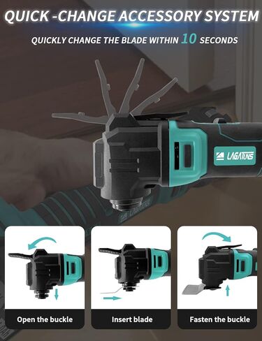 Cordless Oscillating Tool Kits，Oscillating Multitool with a 21V 4.0Ah Battery,Max 22000 OPM, 6 Variable Speed & 4°Oscillating Angle. for Cutting Wood/Nail/Scraping/Sanding in Kuwait