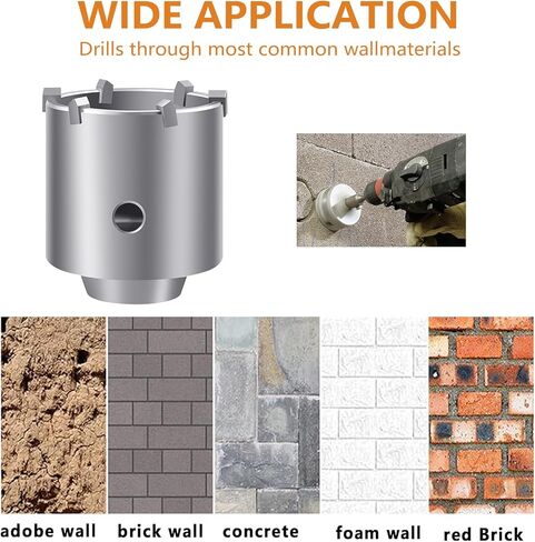 REETAI-FOUR 9Pcs SDS Plus Concrete Hole Saw Kits, Tungsten Carbide Wall Hole Cutter Cement Stone Drill Bit Sets with Connecting Rod for Brick Stone Concrete Cement. in Kuwait